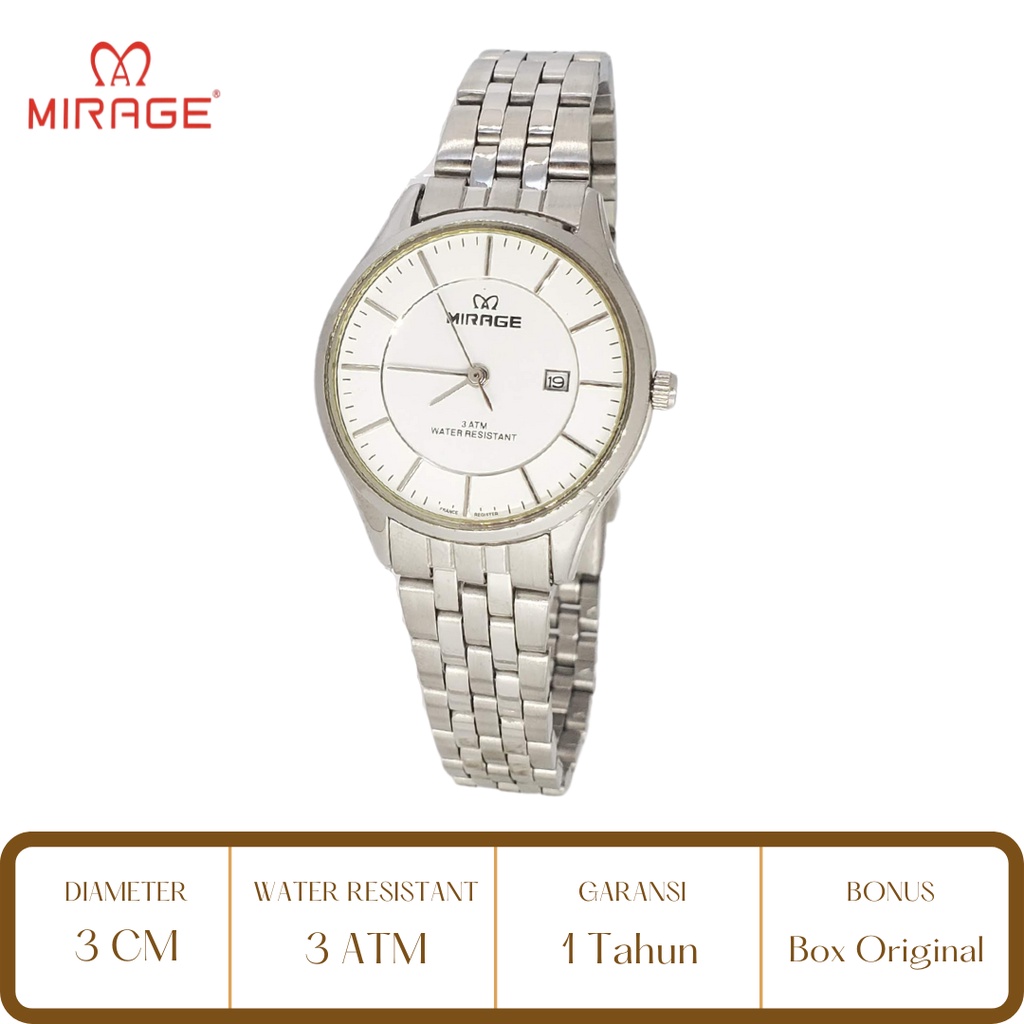 Mirage Watch Official Jam Tangan Wanita Mirage Silver 8544 BRP L