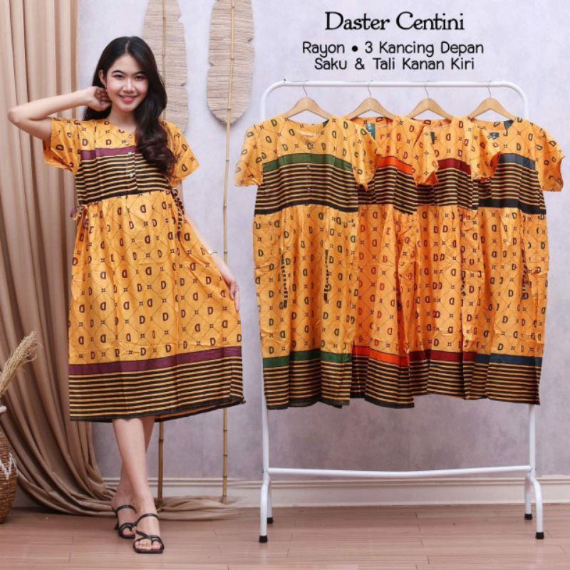 Daster Centini 145.000 dapat 5 motif dada kancing aktif 2 baris tali samping kanan dan kiri bahan rayon.