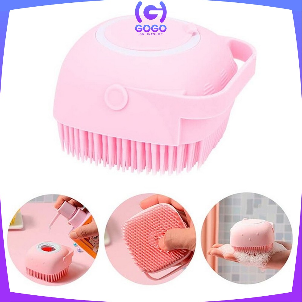 GOGO-C284 Spons Mandi Shower Brush / Sikat Mandi Silikon Dispenser Sabun Mandi Portable / Sikat Badan Silikon