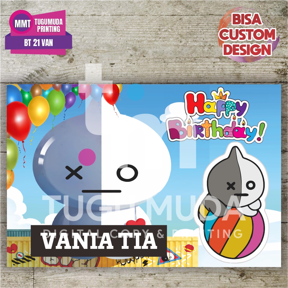 Cetak Banner|Backdrop|Spanduk Ultah / Ulang Tahun Anak - BT21 VAN