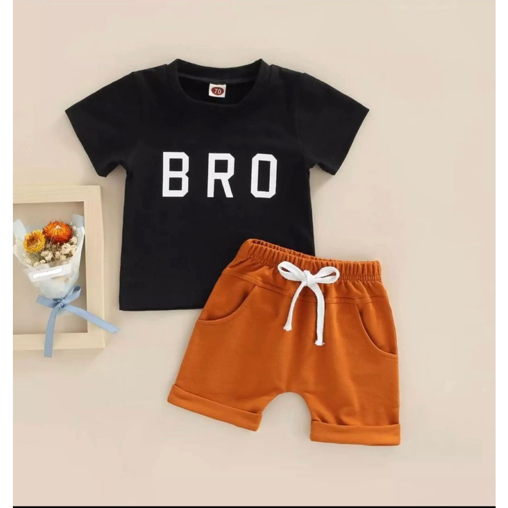 Pakaian Anak Laki Laki Terbaru Motif Bro Setelan Kaos Anak Laki Laki 1-6 Tahun