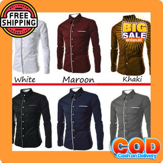 Kemeja Alisan Reguler / Slimfit Lengan Panjang Pilih Warna Baju Kemeja Pria Formal Kantor Casual Len