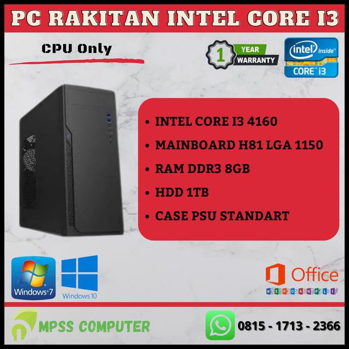Pc Rakitan Core I3 4160 8Gb Hd 1Tb
