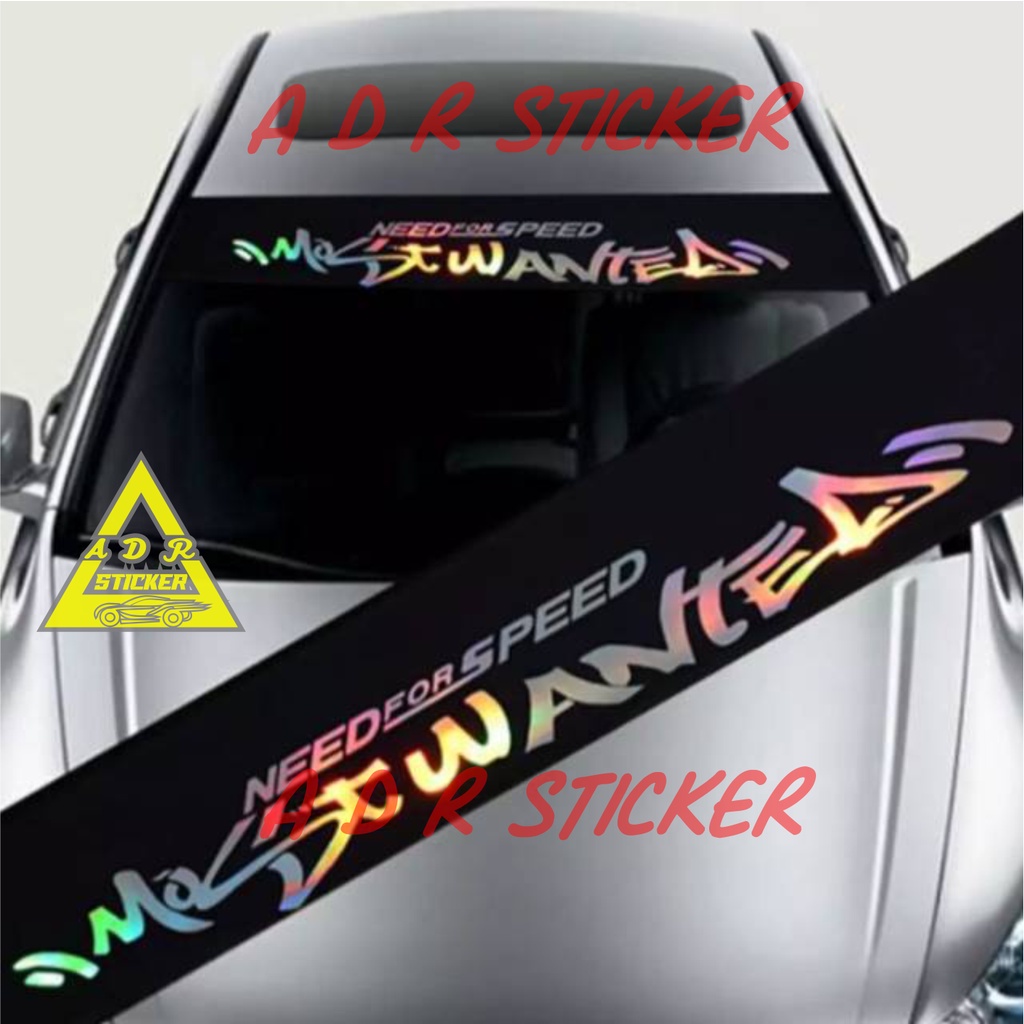 Sticker mobil kaca depan most wanted hologram