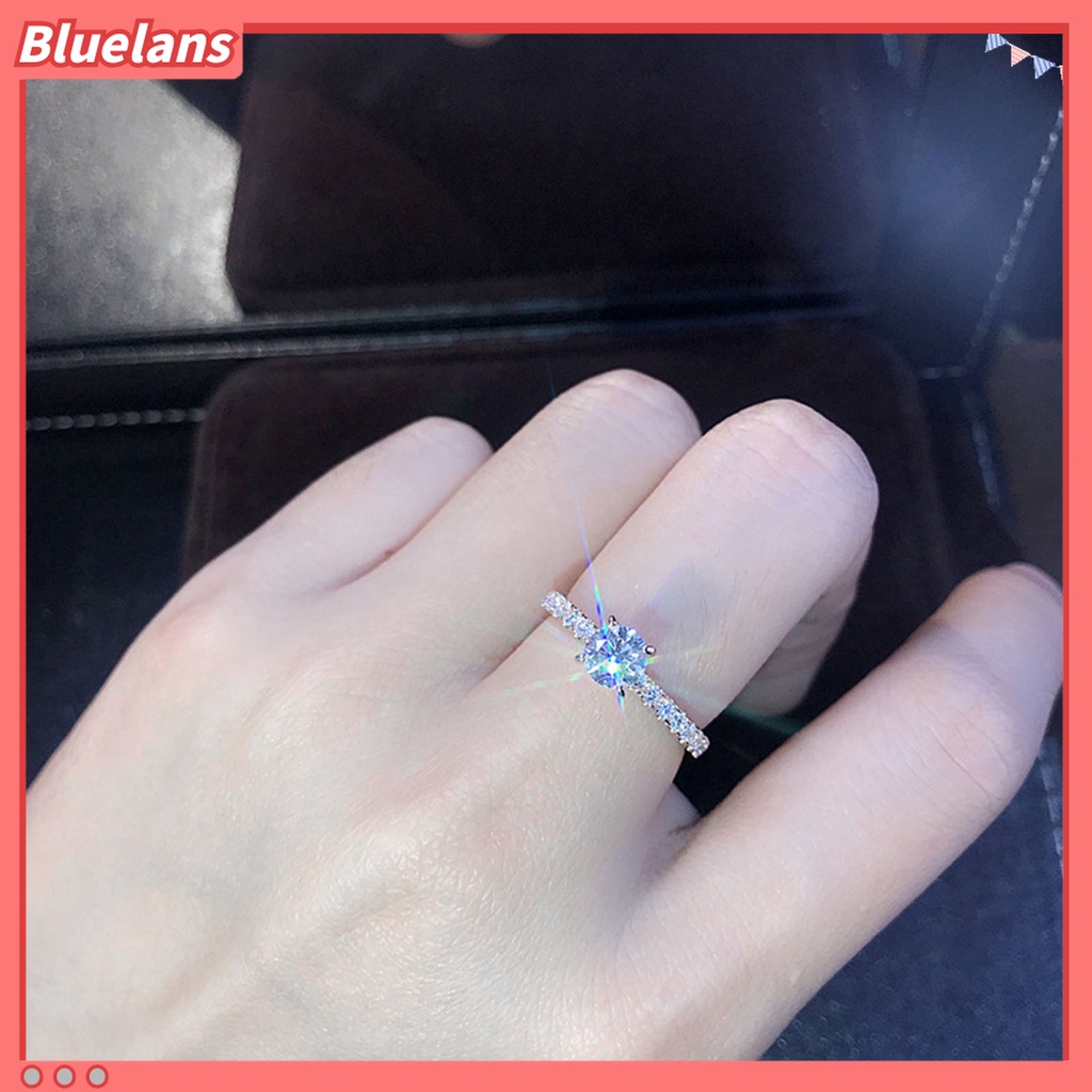 Cincin Jari Electroplated Bentuk Bulat Aksen Berlian Imitasi Untuk Wanita