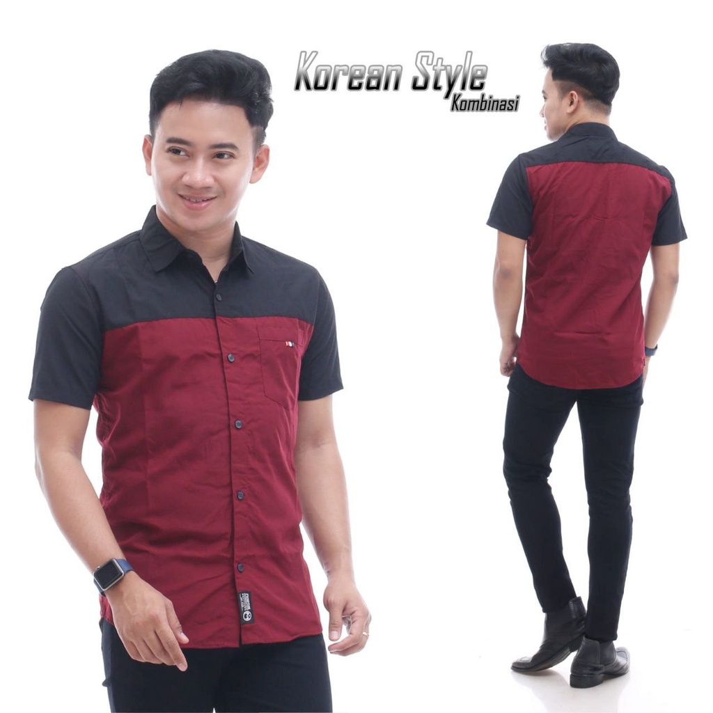 Kemeja Pria Lengan Pendek Kombinasi Murah Motif Distro Surfing Pantai Slimfit Casual Hitz Fullprint