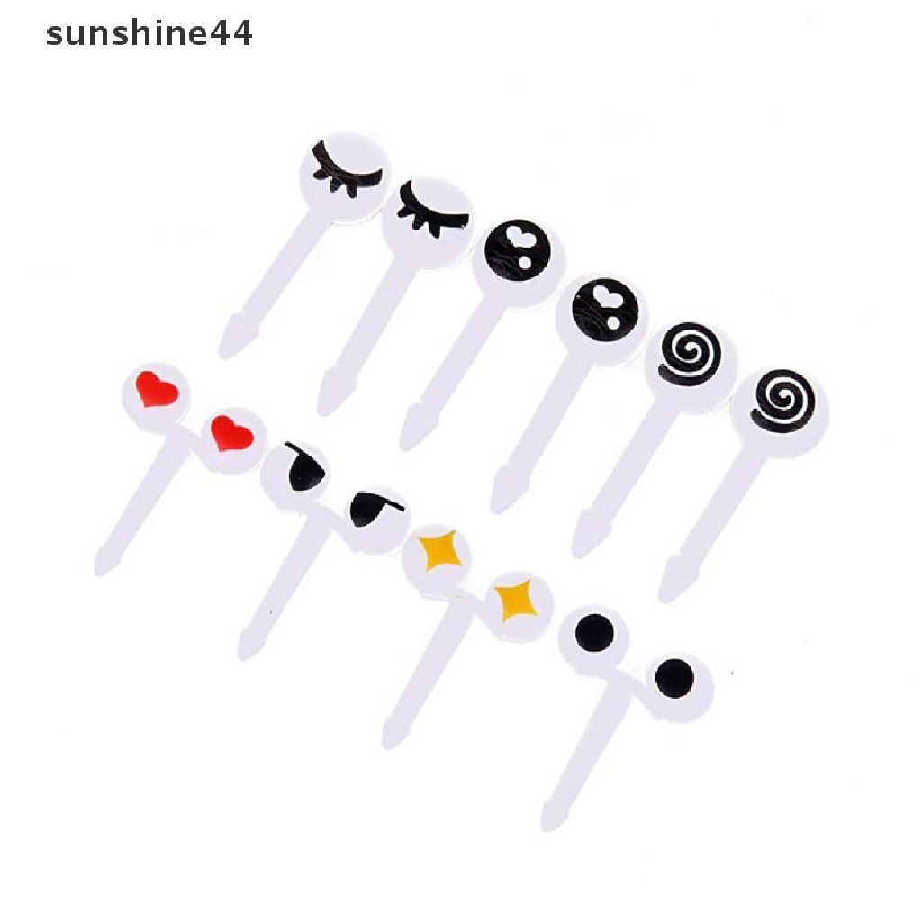 Sunshine 10Pcs / Set Tusuk Sate Mini Bentuk Mata Kartun Lucu Untuk Kotak Bekal Bento