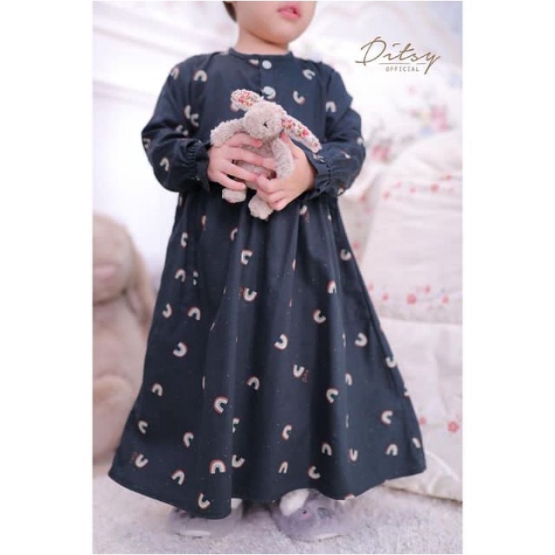 Ditsy Little Rainbow Darkblue sz 4