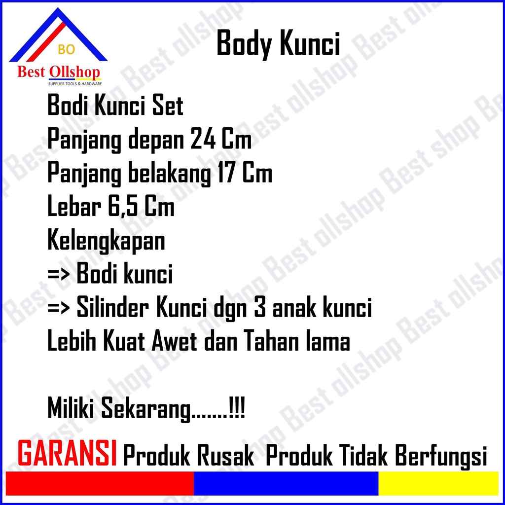 Body Kunci Lidah Pintu Besar / Bodi Kunci Pintu Besar / Slot Daleman Handel Kunci Pintu 1 Set