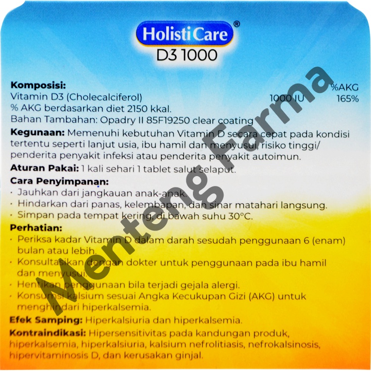 Holisticare D3 1000 30 Tablet - Suplementasi Kebutuhan Vitamin D