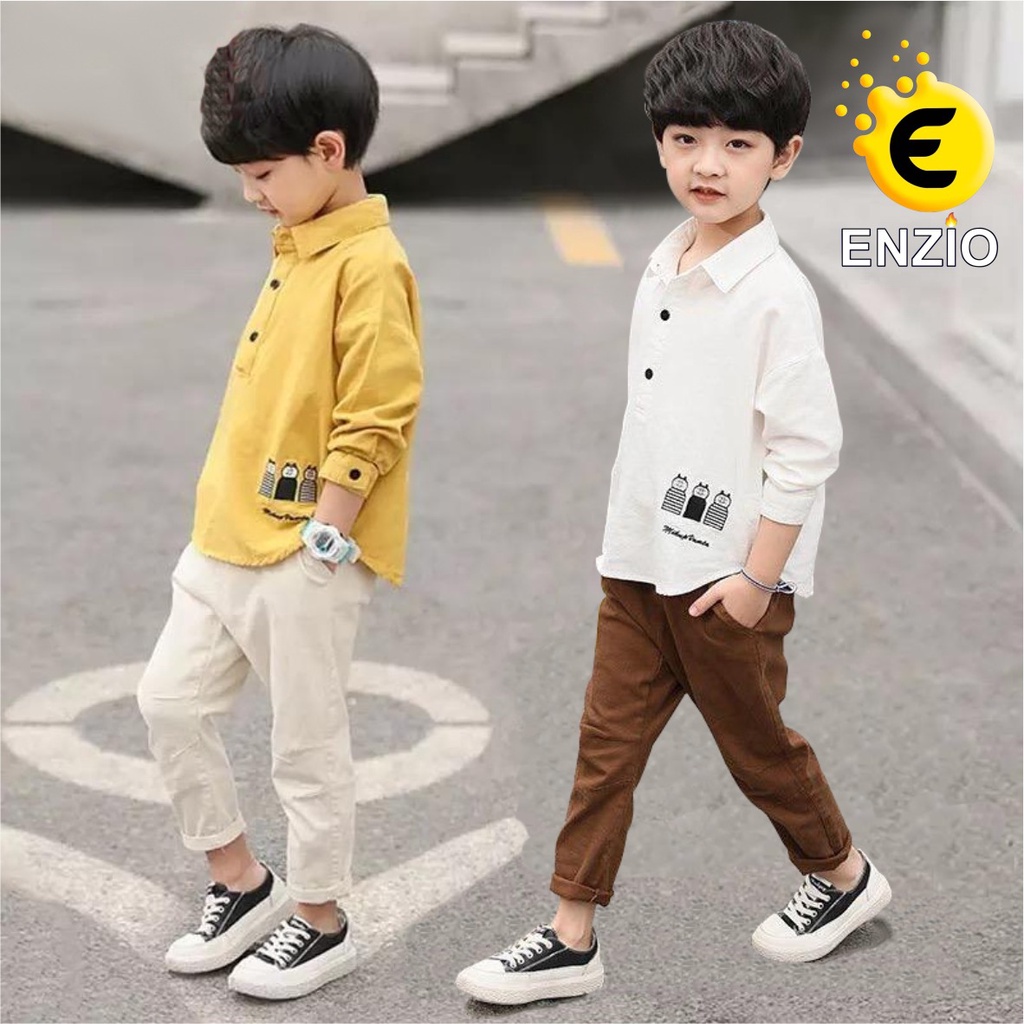 SALE 12.12 Baju Setelan Anak Kemeja KUGO 2-6 tahun Enziokids Baju Berkualitas