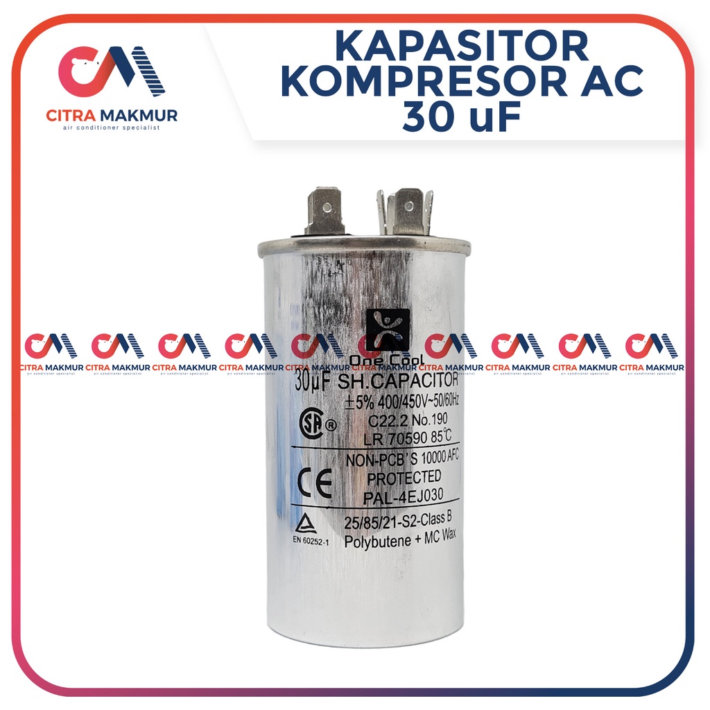 Kapasitor AC 30 uf Capasitor Outdoor Air Conditioner Kompresor Almunium Tabung Mesin Single One Cool 1 1,5 pk daikin