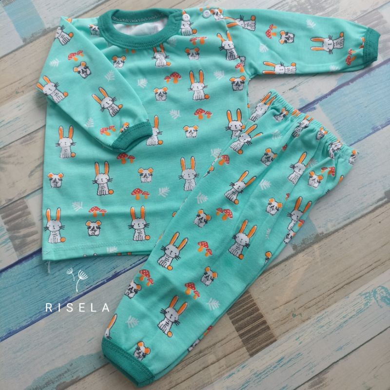 1Set Oblong Piyama Bayi Panjang 0-24 Bulan Motif Lucu/Piyama bayi Motif karakter