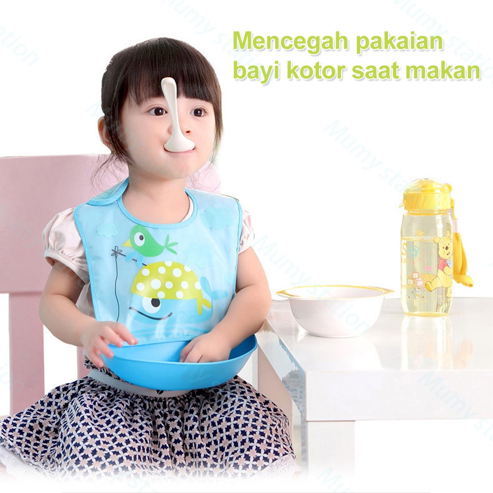 Mumystation celemek makan bayi silikon slabber bayi waterproof EVA bayi bib