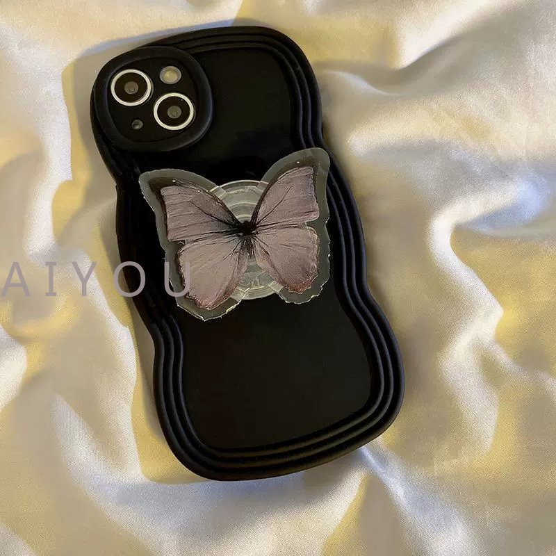 Case Pelindung Penuh Tahan Banting Desain Butterfly Stand Holder Untuk IPhone 14 13 12 11 Pro Max X XS XR