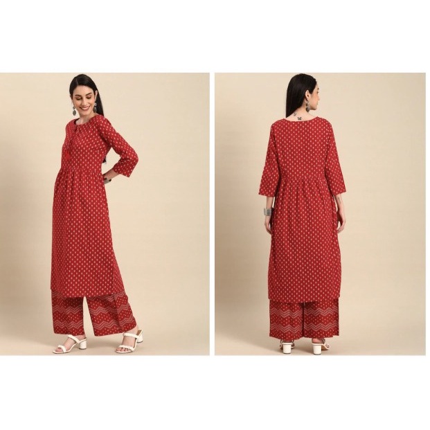 Baju Kurti Asli Anouk Size L Bahan Katun Asli Dengan Celana Palazzos / Baju Anarkali India / Dress I