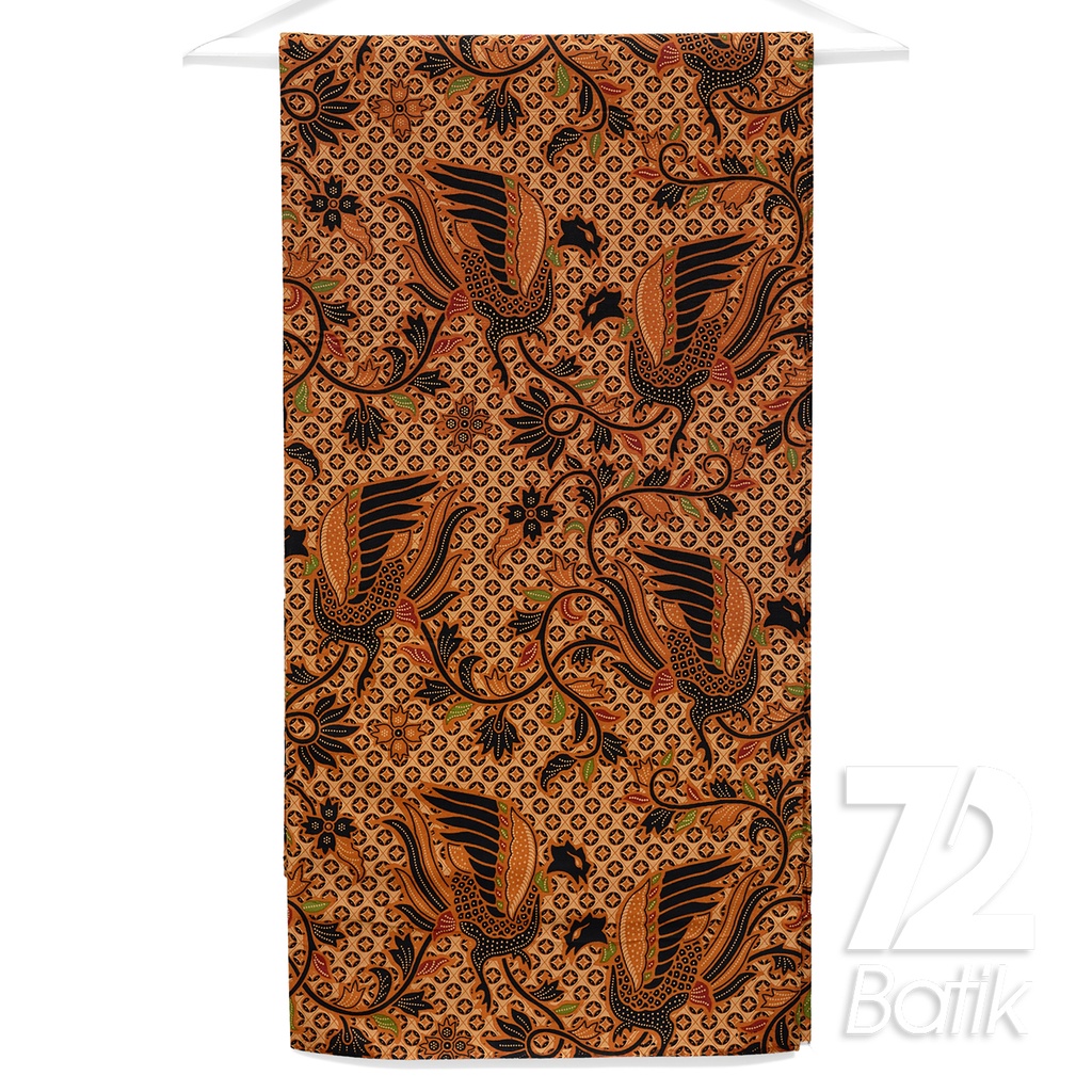 KAIN BATIK PREMIUM Bahan Katun Motif Elang Kembar Warna Gold 722582 CAP 72IL Jarik Jarit Samping Kebat Panjang Batik Katun Modern Premium Bahan Seragam Batik Pernikahan Kantor Keluarga Murah Kamen Jadi Batik Bali Lembaran