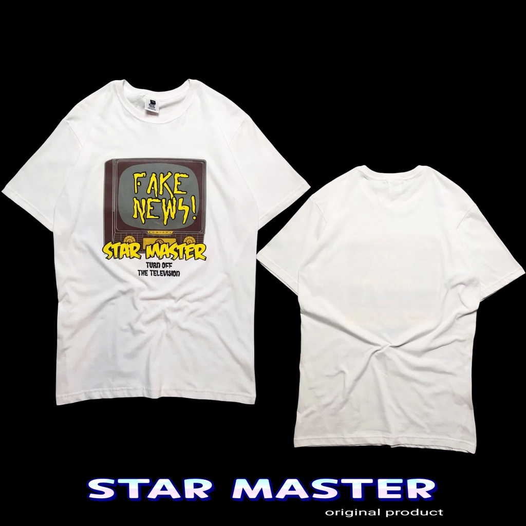 Kaos Pria Distro STAR MASTER FAKE NEWS ORIGINAL Kaos Distro Pria Putih T-shirt Pria Keren Kaos Distr
