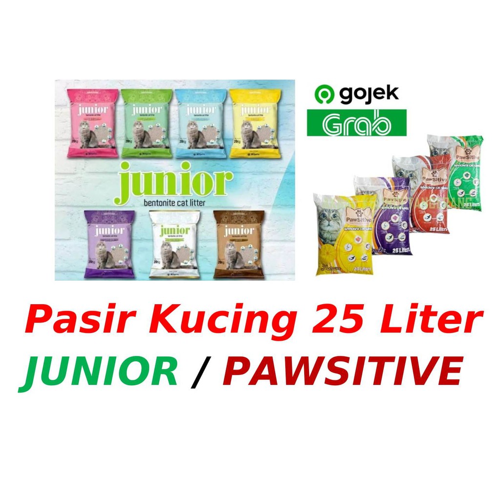 Pasir Kucing Gumpal Junior 25 Litter Wangi Import Premium Cat 25Liter Grab Gosend Shopee Instant Cat Litter