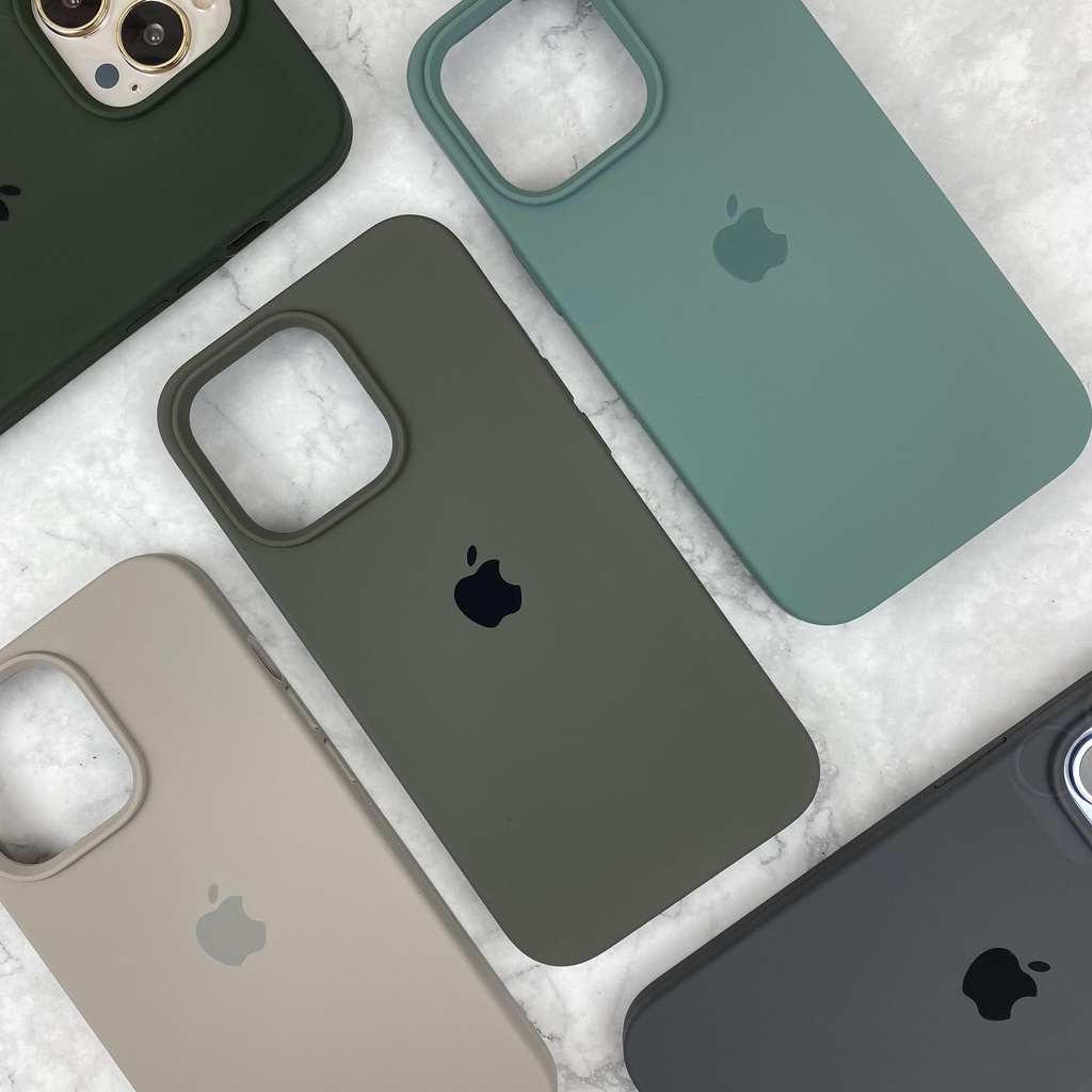 Soft Case Silikon Warna Hitam Olive Untuk iPhone 11 12 13 Pro X XS Max XR 7 8 Plus