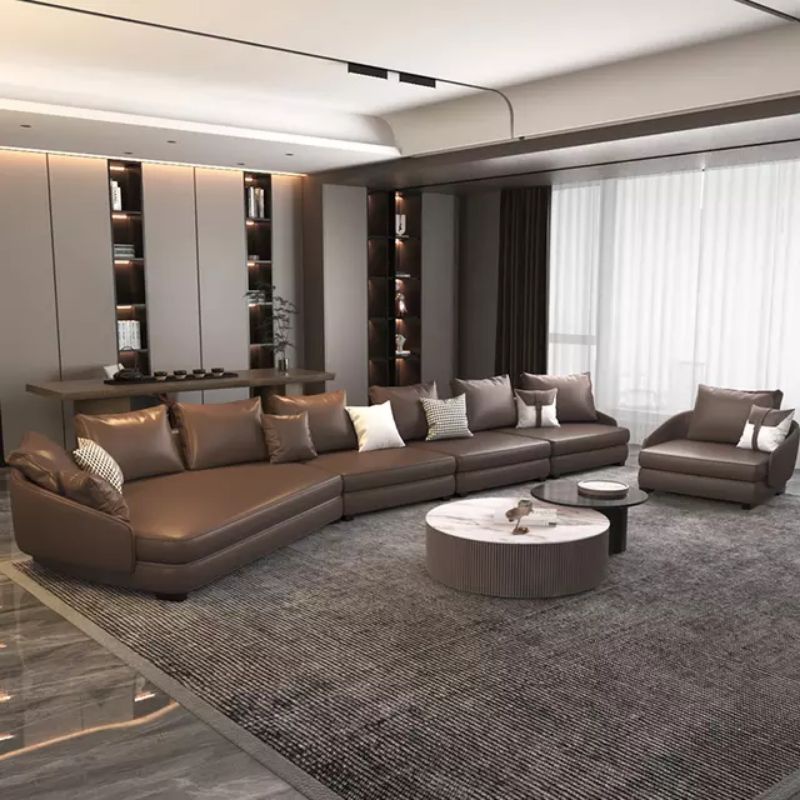 Sofa mewah ruang tamu bahan kulit premium