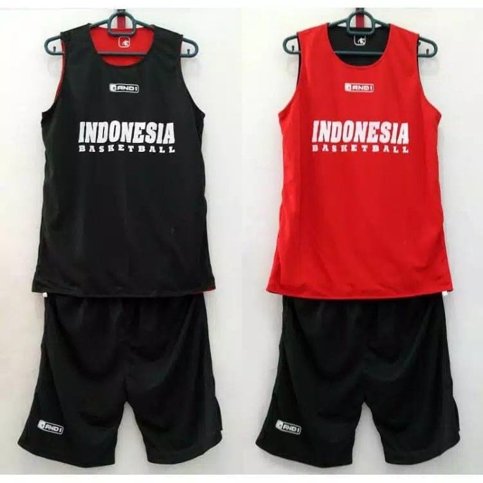 JERSEY BASKET INDONESIA AND1 HITAM MERAH BOLAK BALIK