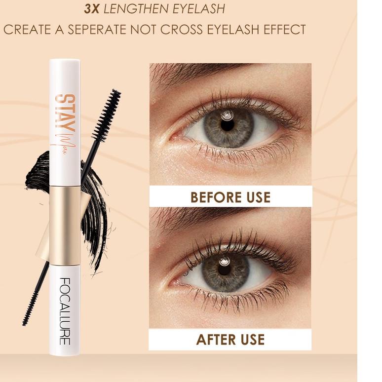 SALE!![BPOM dan ORI] FOCALLURE 2 In 1 Waterproof Mascara & Eyeliner fiber eyelash primer Maskara FA1