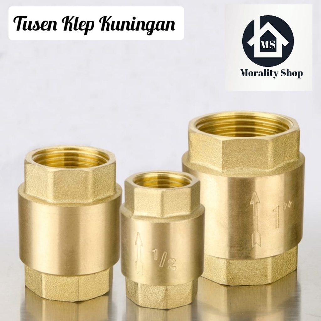 Tusen Klep Kuningan 1/2 inch 3/4 inch - Brass Check Valve Katup Klep Check Foot Valve