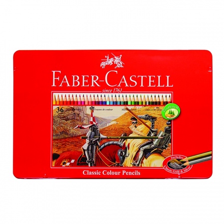 

Faber-Castell Colour Pencils in Tin Case 36L Pensil Warna Kayu 36 Warna Panjang