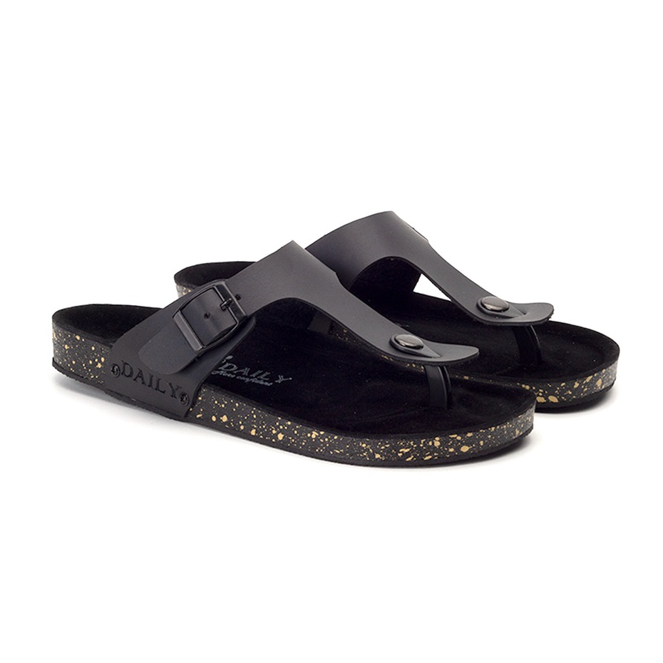 DALTON FULL BLACK |ManNeedMe x DAILY| Sandal Jepit Pria Sendal Kulit Casual ORIGINAL