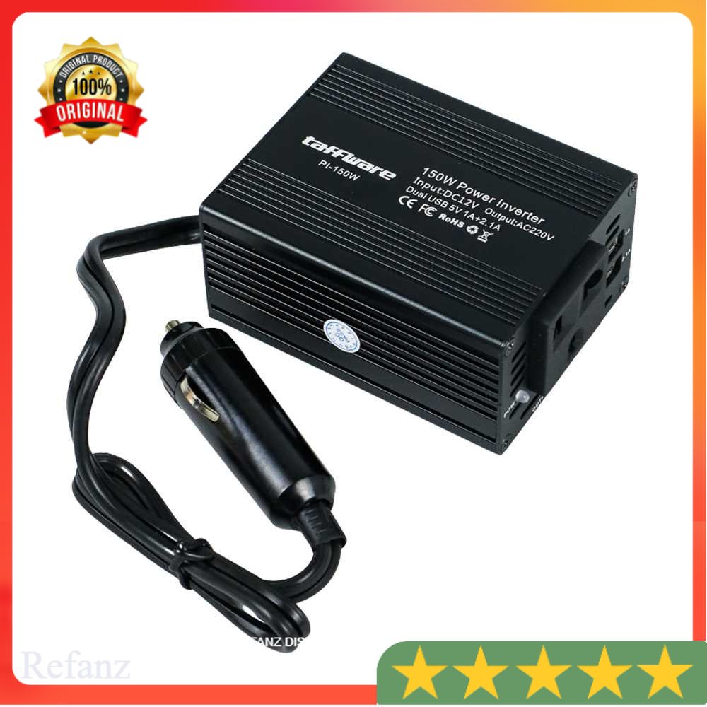 Taffware Power Inverter Mobil dengan 2 USB Port 150W 220V - PI-150W