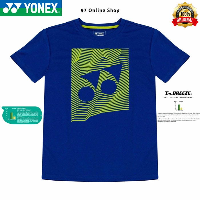 Kaos Badminton / Baju Badminton YONEX 1863|LOGO SPESIAL T-Shirt YONEX| - Biru, S