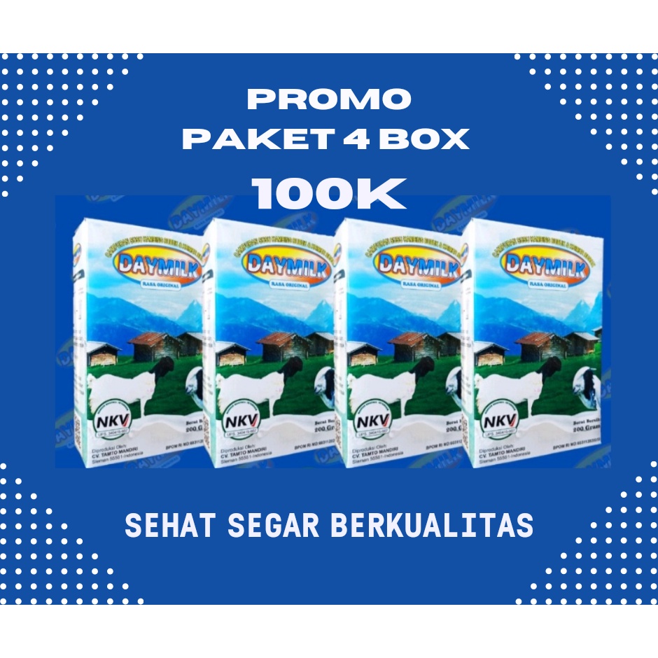 

Daymilk Susu Kambing Etawa Paket 4 Box 100k