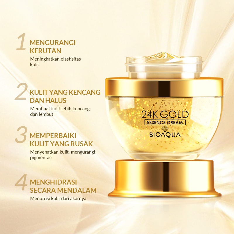 BISA COD BIOAQUA 24K Gold Skin Care Essence Cream Day Cream Night Cream Brighty Moisturizer Krim Malam Glowing Wajah RUMAH CANTIK 354