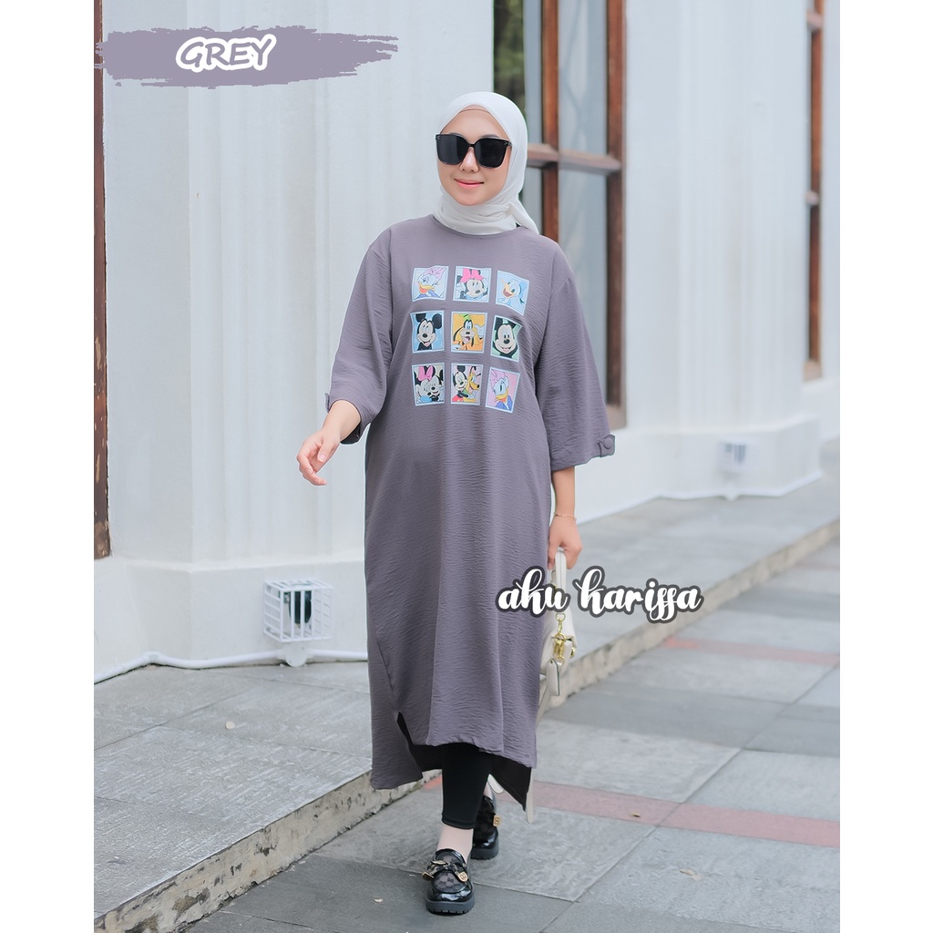 Midi Dress Viral Aku Karissa - Mididress Crinkle Sablon