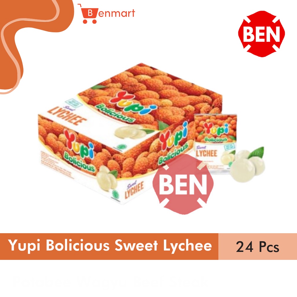 

Yupi Bolicious Sweet Lychee 1 Pak Box 24 Pcs - Permen Leci Buah Fruit