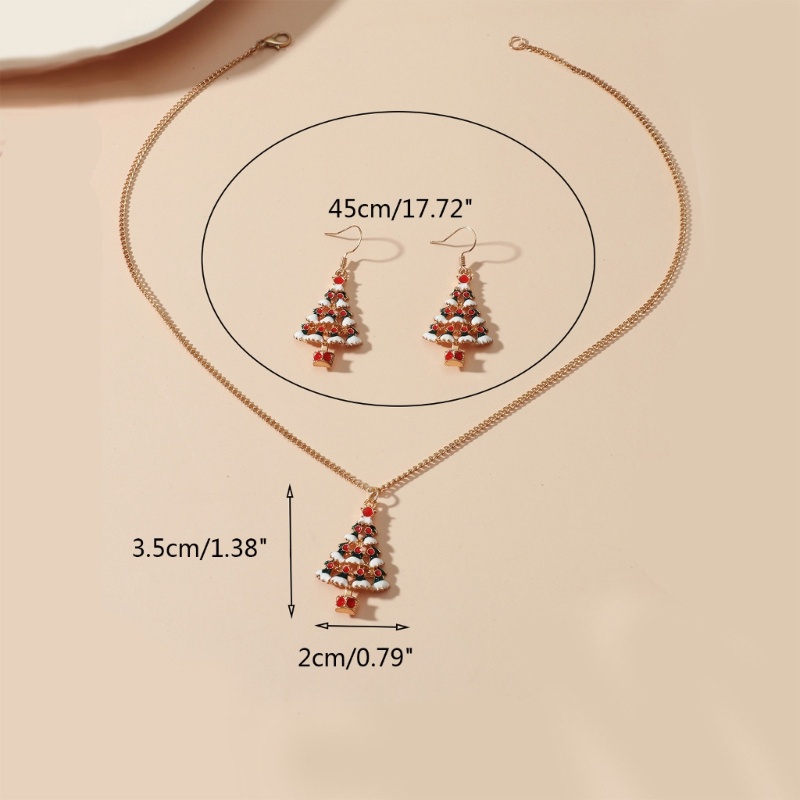 Set Perhiasan Kalung Anting Menjuntai Desain Santa Claus Snowflake Pinus