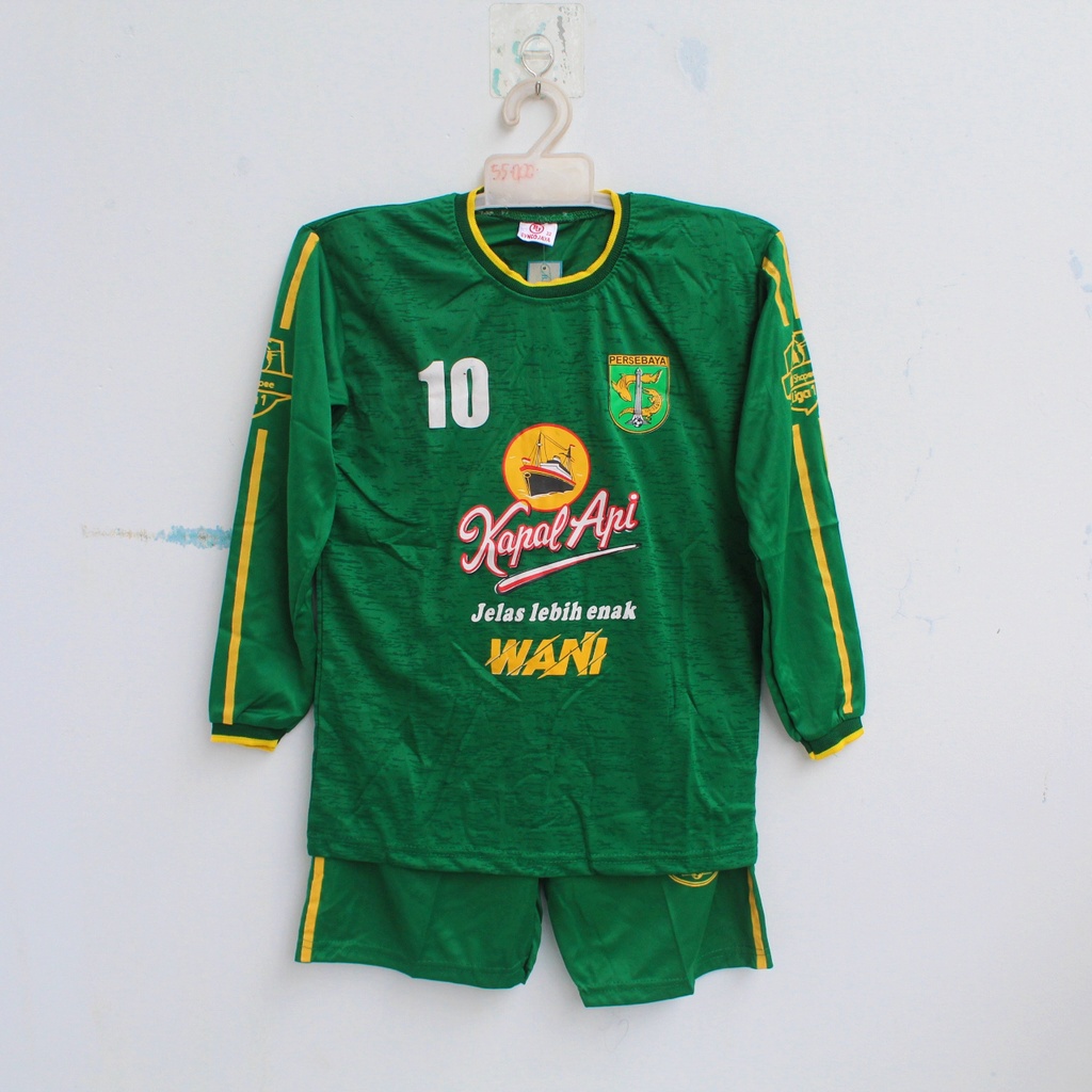 setelan baju bola kiper persebaya surabaya/baju bola kiper anak persebaya 6-12 thn