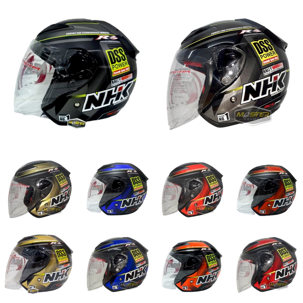 NHK R6 Motif Rally #2 Rally #3 Black Gold Doff Hitam Gold Dop Half Face All Colors, NHK RALLY3 NHK R