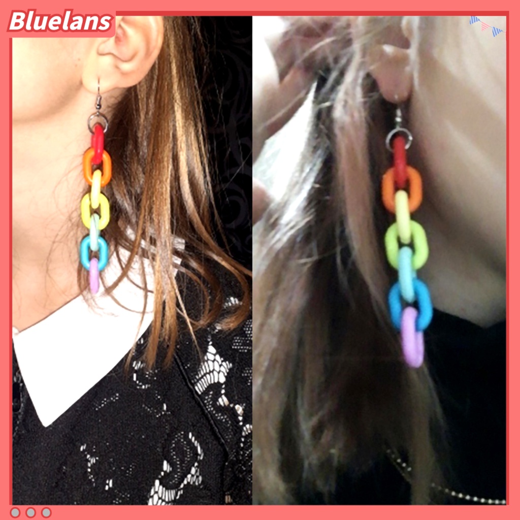 Bluelans Ear Hook Candy Color Creative Acrylic Long Dangle Stylish Ear Pendant