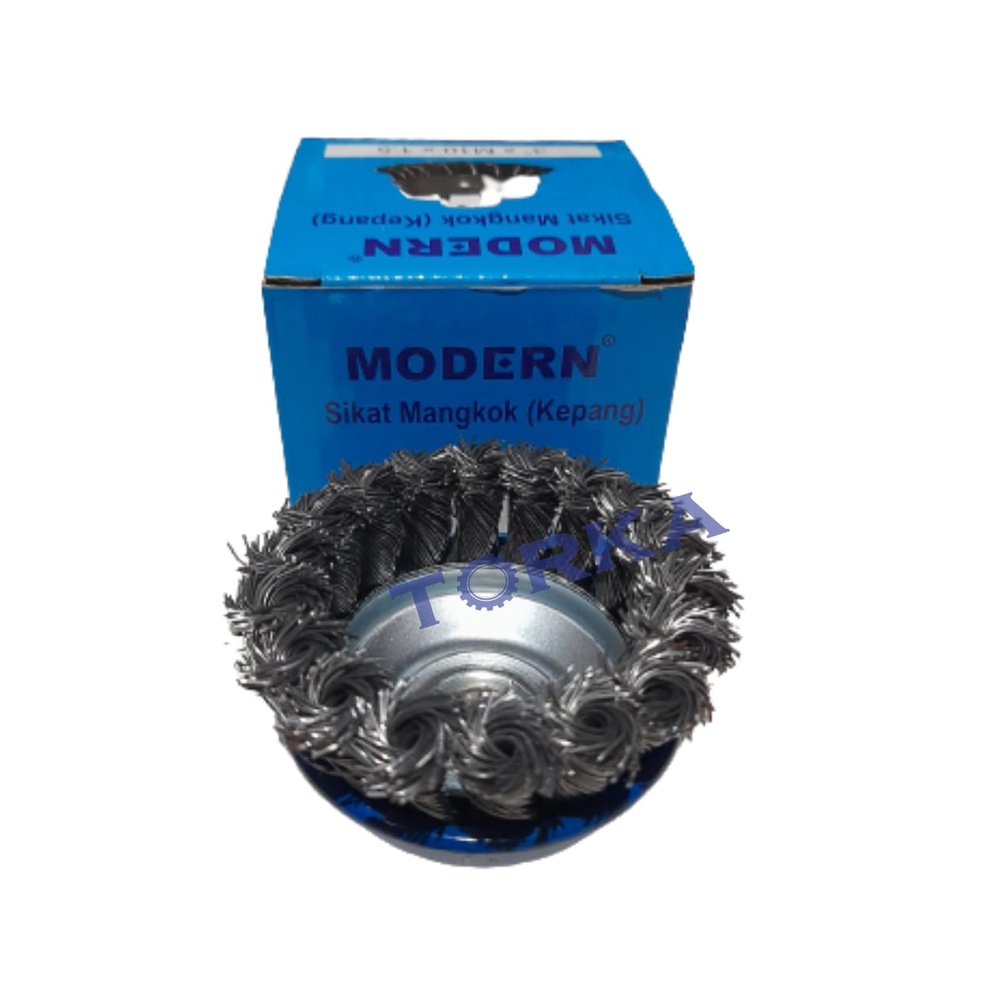 Sikat Mangkok Baja MODERN (Kepang) 3" / Torka