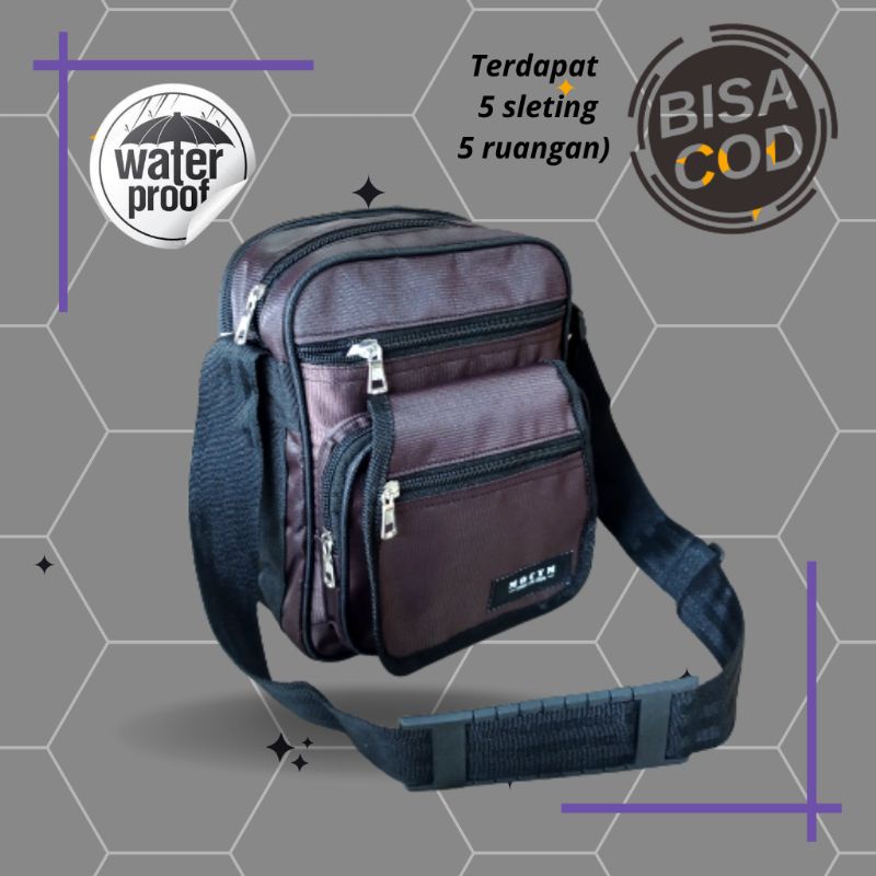 tas slempang pundak cowo pria cewe wanita terbaru bahan kanfas waterpoff sleting banyak terbaru 2022