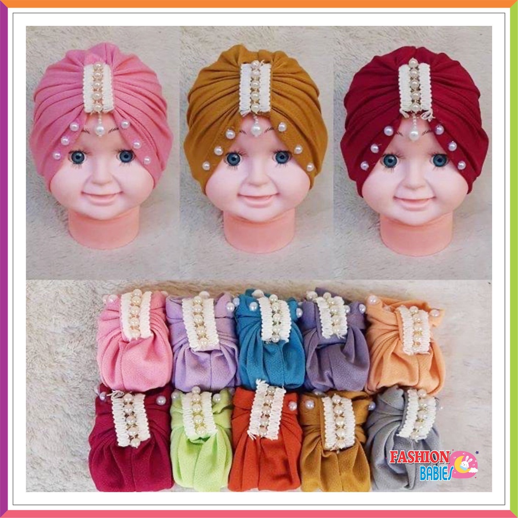 TURBAN BAYI PEARL / TURBAN MUTIARA ANAK / TURBAN BAYI 0-2 TH KODE H