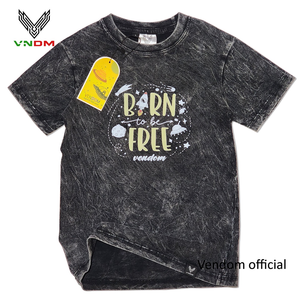 Vendom Kids Baju Kaos Anak Washet Laki Laki / Perempuan Unisex Umur 1-12 Tahun Bahan Cotton 30S