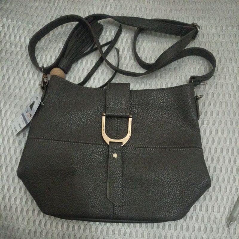 SH 021 TAS SLEMPANG SLING KULIT JERUK ARMY WANITA