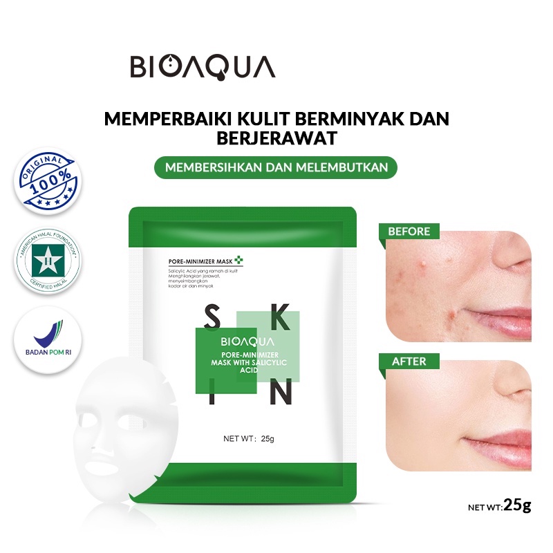 ★ BB ★ BIOAQUA Pore-Minimizer Mask With Saliyclic Acid Sheet Mask 25gr - Mengecilkan Pori-Pori | BIO AQUA