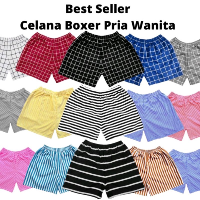 Bisa COD Ecer Rasa Grosir | Boxer Salur Garis Best Seller | Boxer Pria Wanita