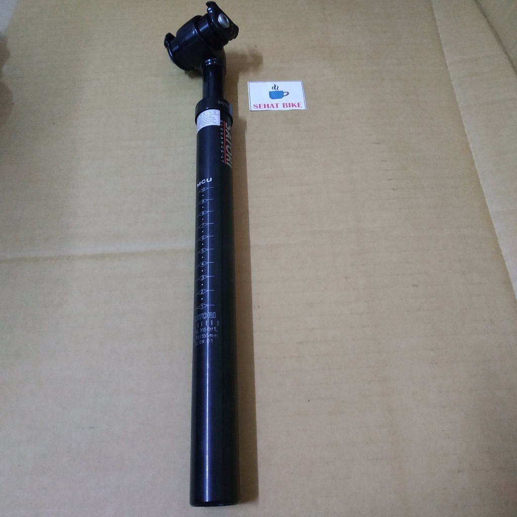 Seatpost Tiang Jok Sepeda SATORI ELEGANCE LT Adjustable 27.2 355mm Black Alloy Original
