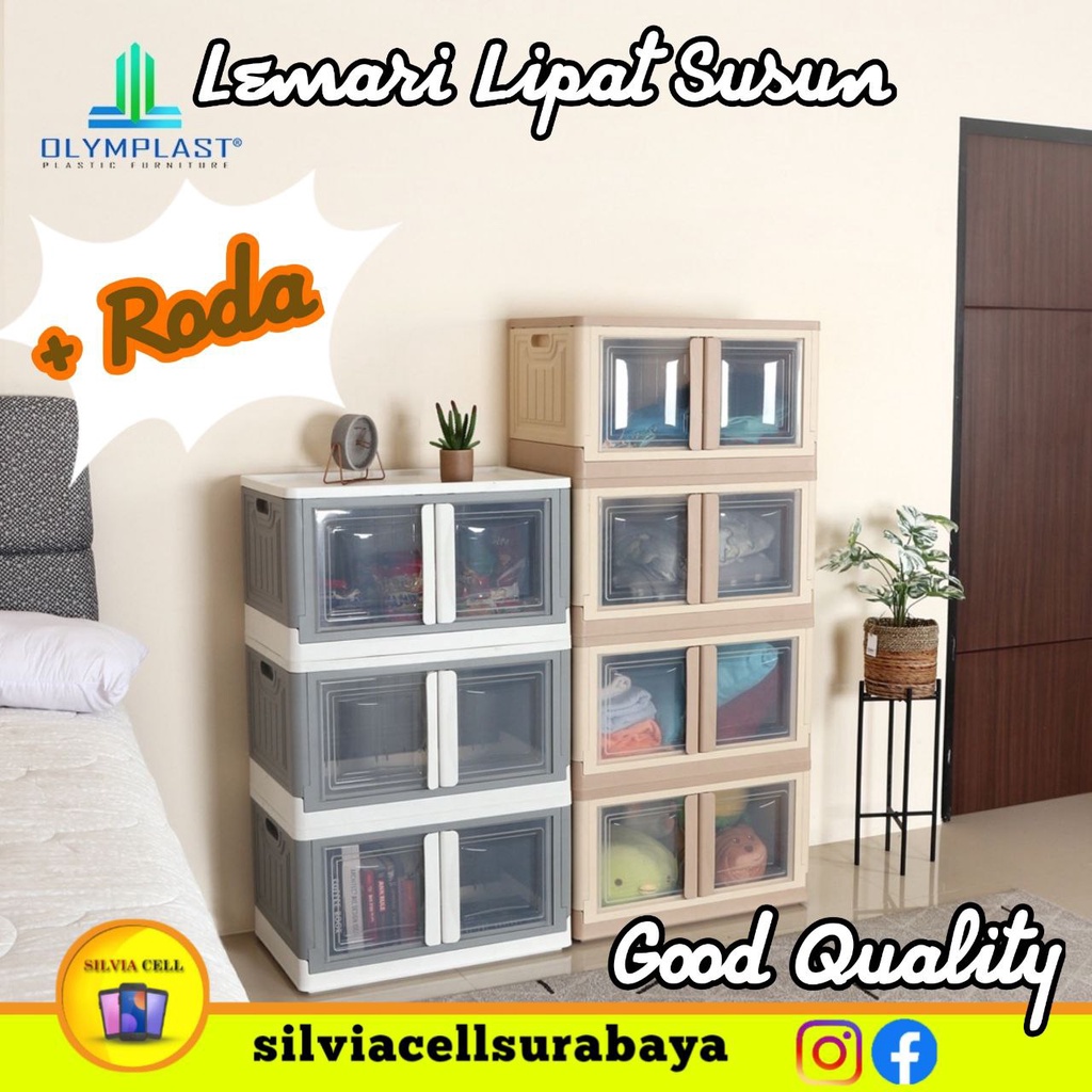 Lemari Lipat Susun plastik + roda