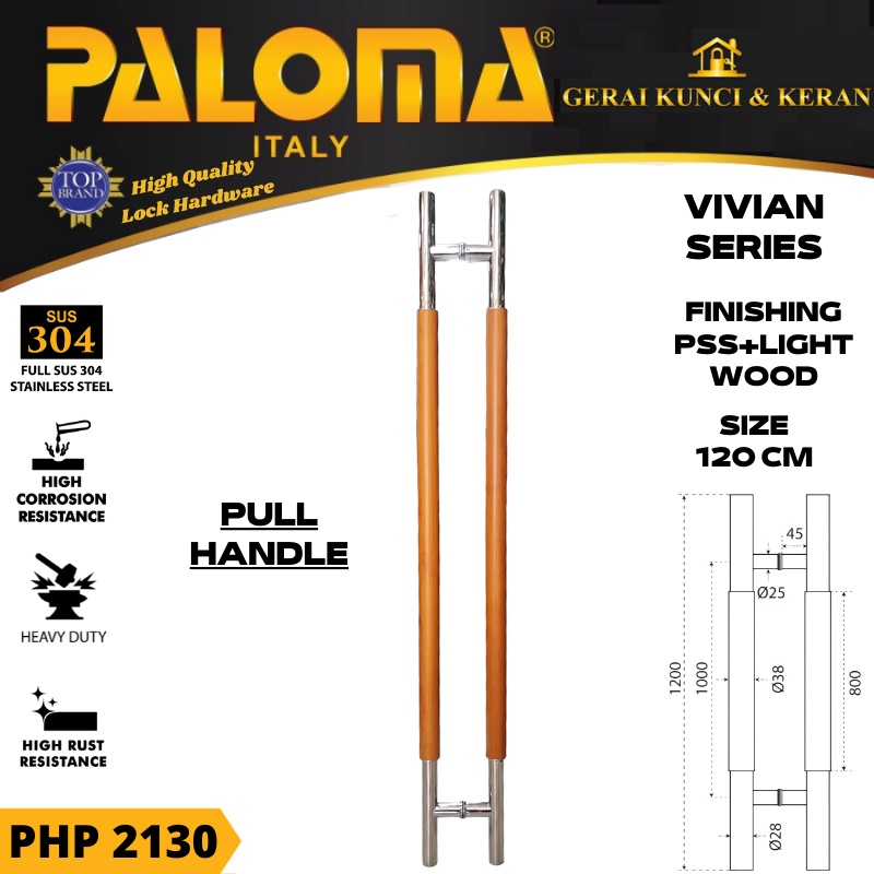 PALOMA PHP 2130 TARIKAN GAGANG PINTU 120 CM VIVIAN PSS + LIGHT WOOD